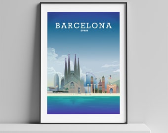 IMPRESSION BARCELONE, affiche de Barcelone, Barcelone, art de Barcelone, Barcelone Espagne, art mural Espagne, estampes d'Espagne, déco Espagne, art mural Espagne