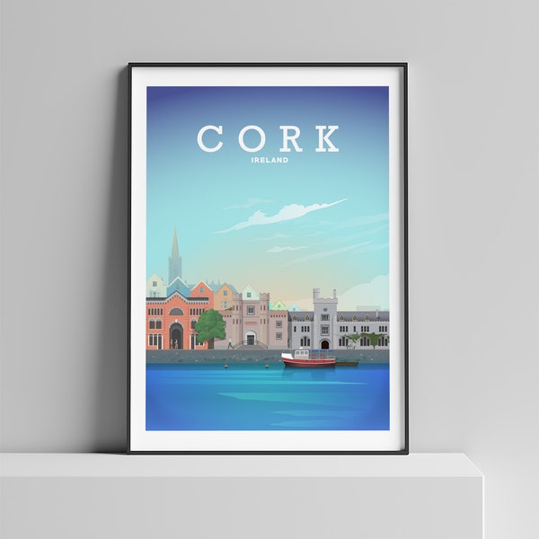 Cork Print, Cork Poster, County Cork, Cork Ireland, Cork City par Hillview Prints a4/a3/a2 size par Hillview Prints