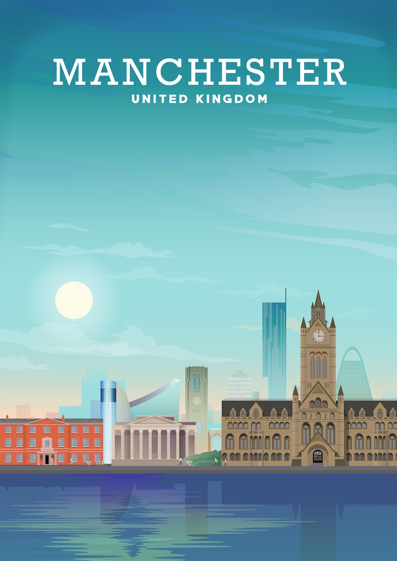 Manchester Print Manchester Poster Manchester UK Manchester Etsy