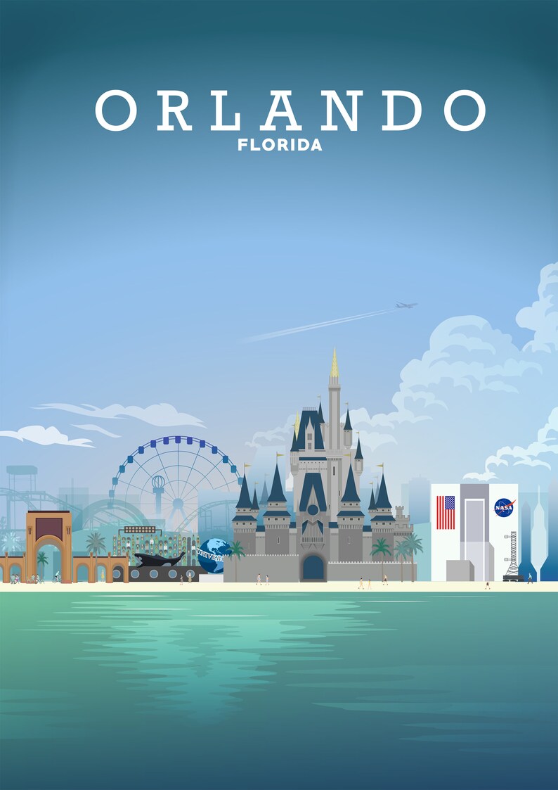 Orlando Print Orlando Travel Poster Florida Print Etsy