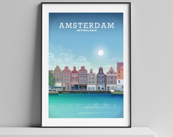 « Impression d'Amsterdam, affiche d'Amsterdam » par HillviewPrints