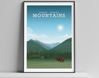 Great Smoky Mountains, plakat z parku narodowego, wydruk z Smoky Mountains