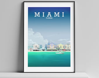 MIAMI BEACH, Miami Art, Miami Travel Print, Miami Poster, Dexter, Miami Dolphins, Miami Hurricanes, Miami USA, Miami Art, Florida Poster,