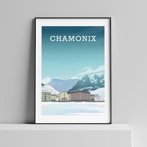 Chamonix Ski Poster, Mont Blanc Print, French Alps