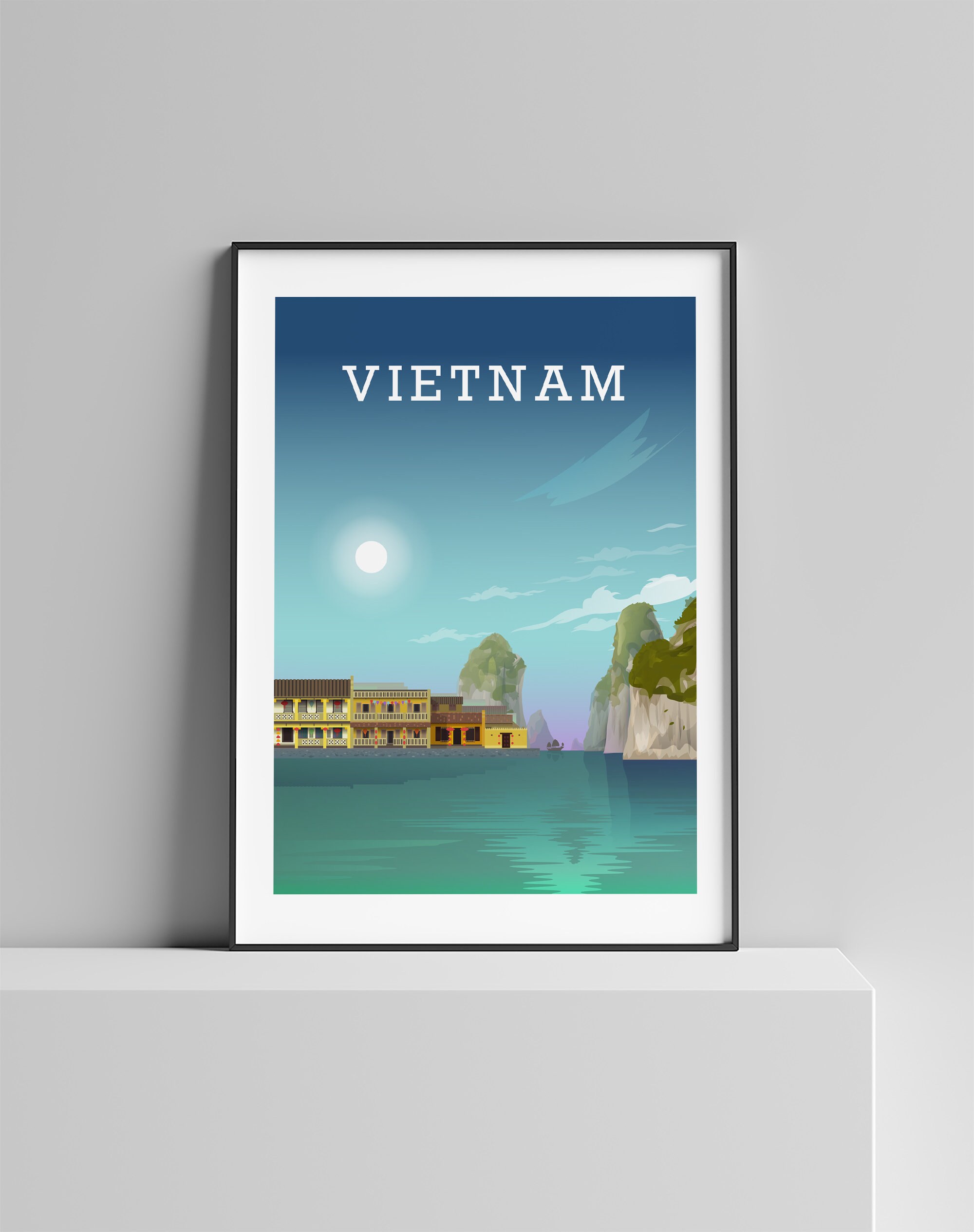 Vietnam Print, Vietnam Poster, Ha Long Bay, Saigon Art, Vietnam Wall Art, Vintage Travel Print, Travel Art