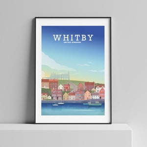 Whitby Print, North Yorkshire Poster, Whitby Harbour, Yorkshire England