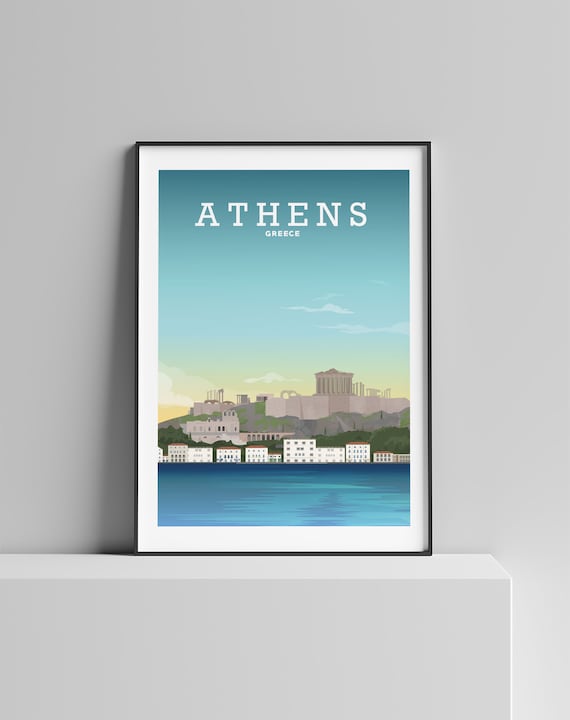 Athens Greece, Athens Print, Athens Poster, Athens Postcard, Athens Map, Greek Art, Greek Gifts, Europe Travel Print, Athens Illustration