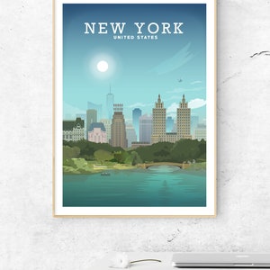 NEW YORK PRINT, New York Travel Poster in a2/ a3 / a4 sizes on recycled paper by Hillview Prints image 2