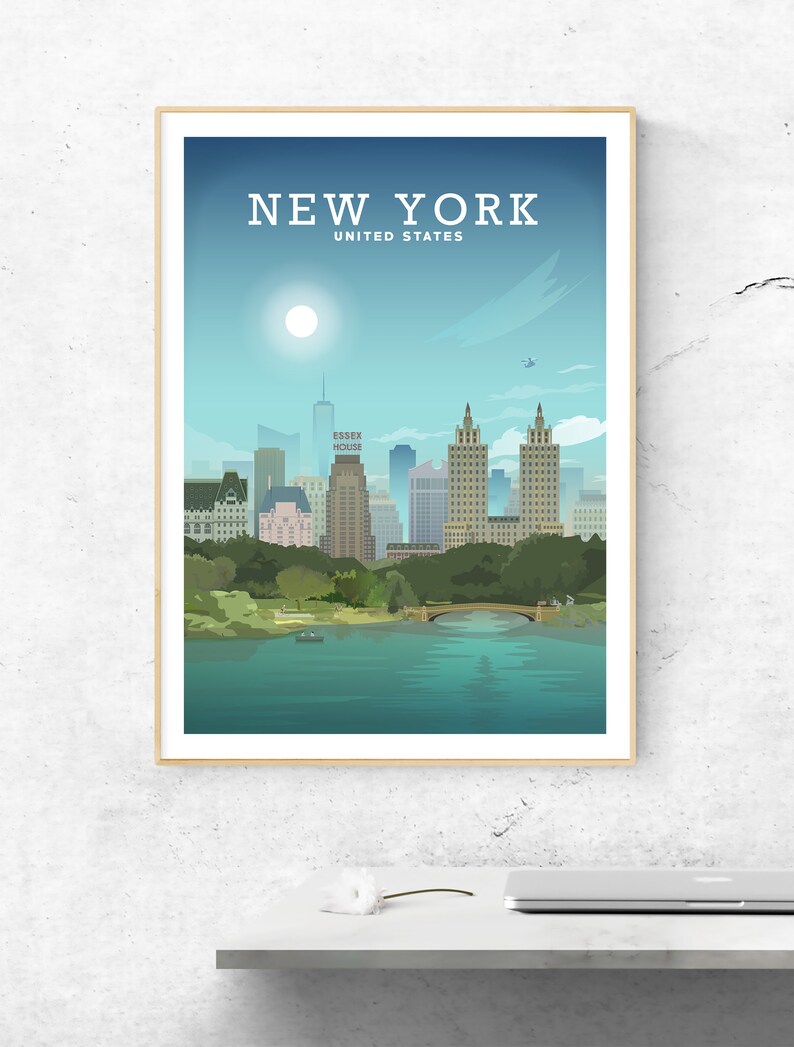 NEW YORK PRINT, New York Travel Poster in a2/ a3 / a4 sizes on recycled paper by Hillview Prints image 2