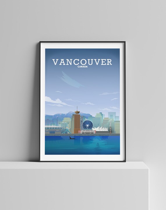 Impression de Vancouver affiche de Vancouver impression illustree de Vancouver Canada Etsy France