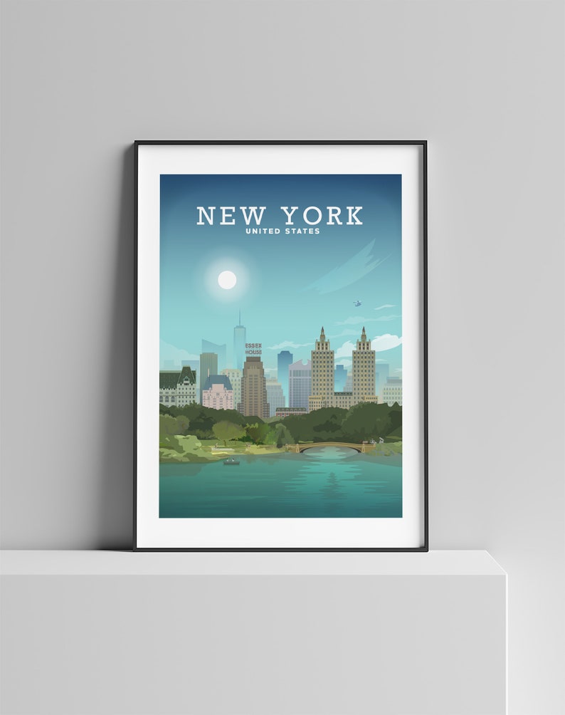 NEW YORK PRINT, New York Travel Poster in a2/ a3 / a4 sizes on recycled paper by Hillview Prints image 1