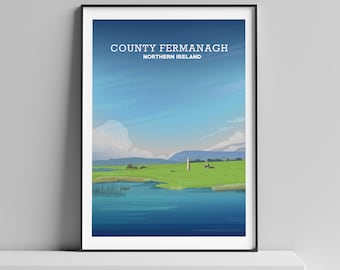 County Fermanagh Print,  Northern Ireland Poster, Lough Erne Poster,  County Fermanagh Art