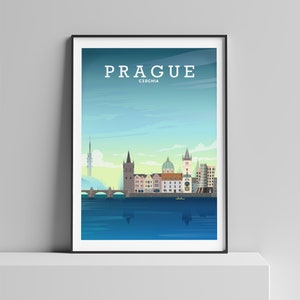 Prague Print, Prague Travel Poster, Prague Valentines Gift