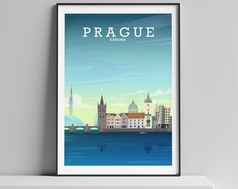 Impresión de Praga, cartel de viaje de Praga, regalo de San Valentín de Praga