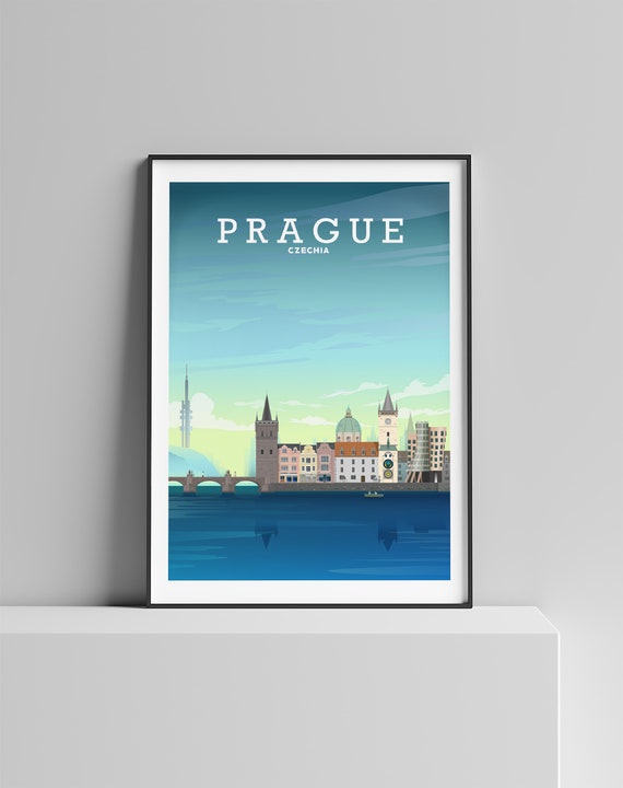 Prague Print, Prague Travel Poster, Prague Valentines Gift