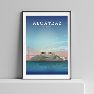 Stampa Alcatraz, Poster di San Francisco, Poster di Alcatraz, Arte della California, Baia di San Francisco, Golden Gate Bridge, Regali di San Francisco, SF Art
