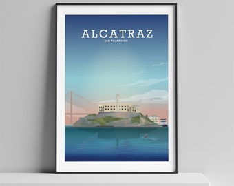 Alcatraz Print, San Francisco Poster, Alcatraz Poster, California Art, San Francisco Bay, Golden Gate Bridge, San Francisco Gifts, SF Art