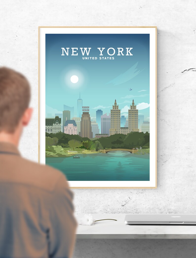 NEW YORK PRINT, New York Travel Poster in a2/ a3 / a4 sizes on recycled paper by Hillview Prints image 3