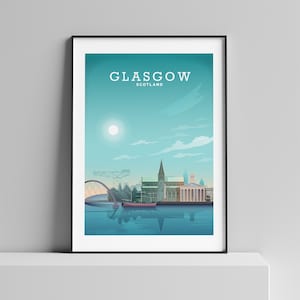 Glasgow Scotland Poster, Glasgow Print, Scottish Art from HillView Prints