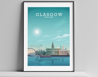 Glasgow Scotland Poster, Glasgow Print, Scottish Art from HillView Prints