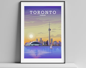 Toronto Skyline Print, Canada Travel Poster, Wall Art