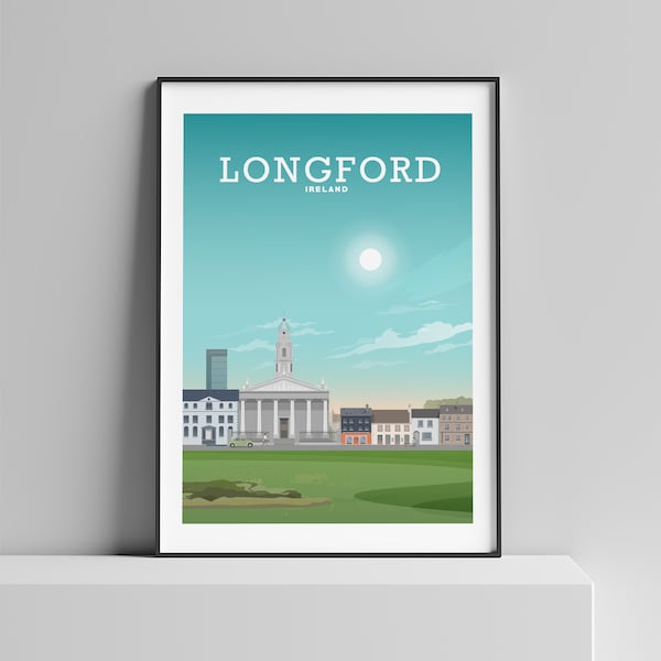 Longford Print, Longford Ireland, Longford Poster, County Longford, Irish Travel Print, Irish Art by Hillview Prints in a4/ a3/ a2/ a1 size.