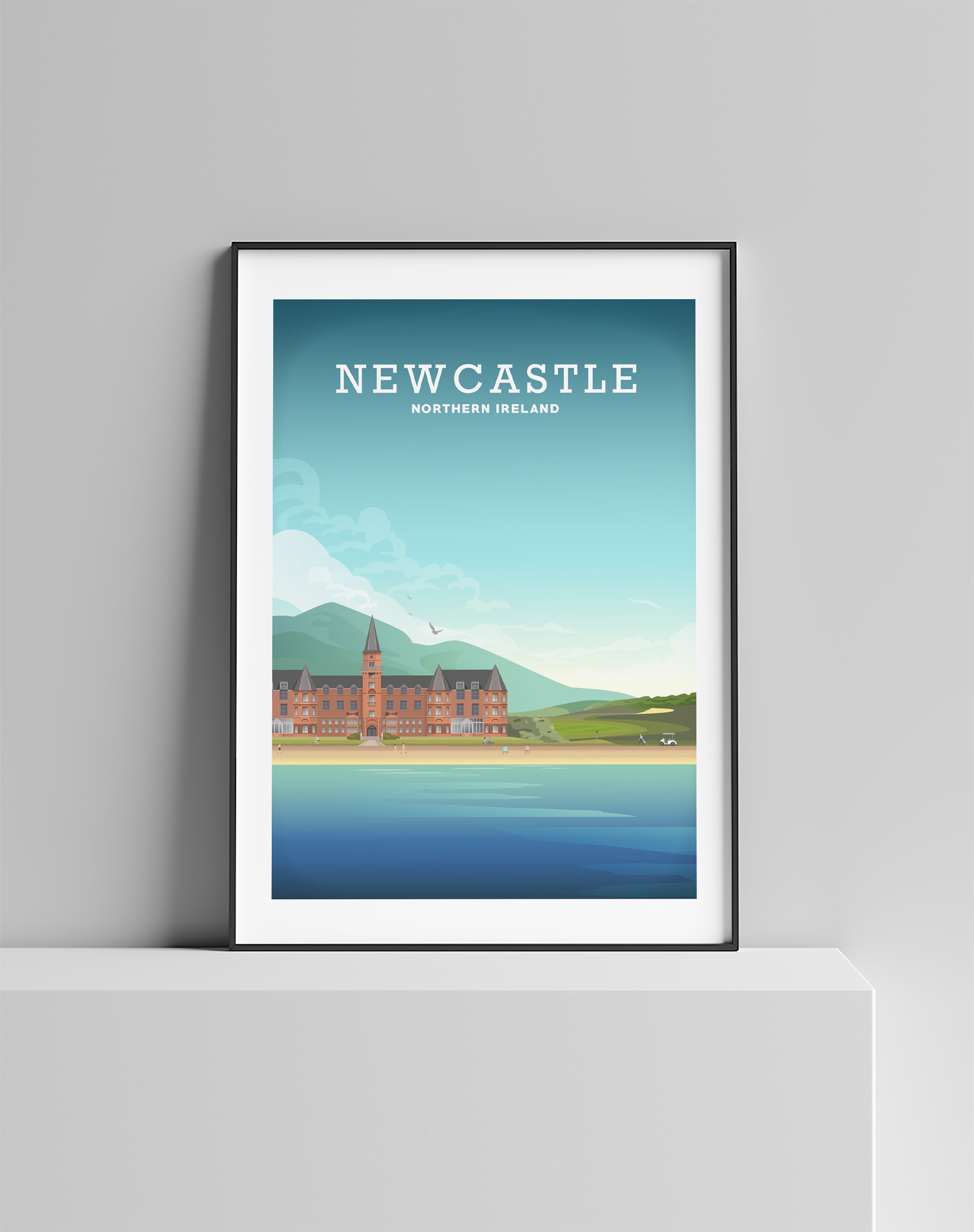 Newcastle County Down Mourne Mountains Irish Travel Print - Etsy Norway