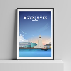 Impressão de Reykjavik, Islândia, pôster de viagem de edição limitada de Reykjavik da Hillview Prints