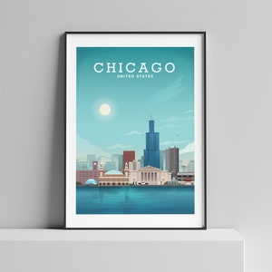 Chicago Print, Chicago Poster by Hillveiw Prints