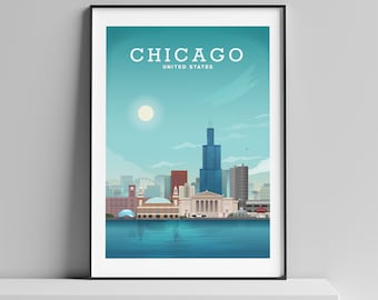 Chicago Print, Chicago Poster by Hillveiw Prints