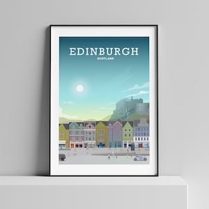 EDINBURGH Art Print, Vintage Travel Poster, Edinburgh Scotland, Scottish Art, Scottish Gifts, Edinburgh Castle, Edinburgh Painting