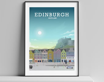 EDINBURGH Art Print, Vintage Travel Poster, Edinburgh Scotland, Scottish Art, Scottish Gifts, Edinburgh Castle, Edinburgh Painting