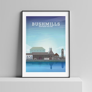 Bushmills Print, Bushmills Print, Northern Ireland, Irish Whiskey, Irish Gifts, Belfast Art, Home Decor Travel Prints
