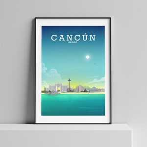 Cancun Print | Cancun Poster, Cancun Mexico by Hillview Prints in a4/ a3/ a2/ a1 size.