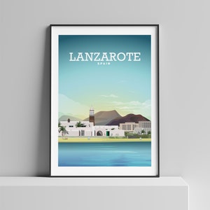 Lanzarote Print, Canary Islands, Las Palmas Art, Puerto del Carmen, Arrecife Lanzarote, Timanfaya National Park, Vintage Travel ,Spain Art
