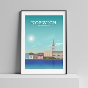 Norwich Print, Norwich Poster, Norwich East Anglia, Norwich City, Norwich Cityscape, Norwich England by HillView Prints