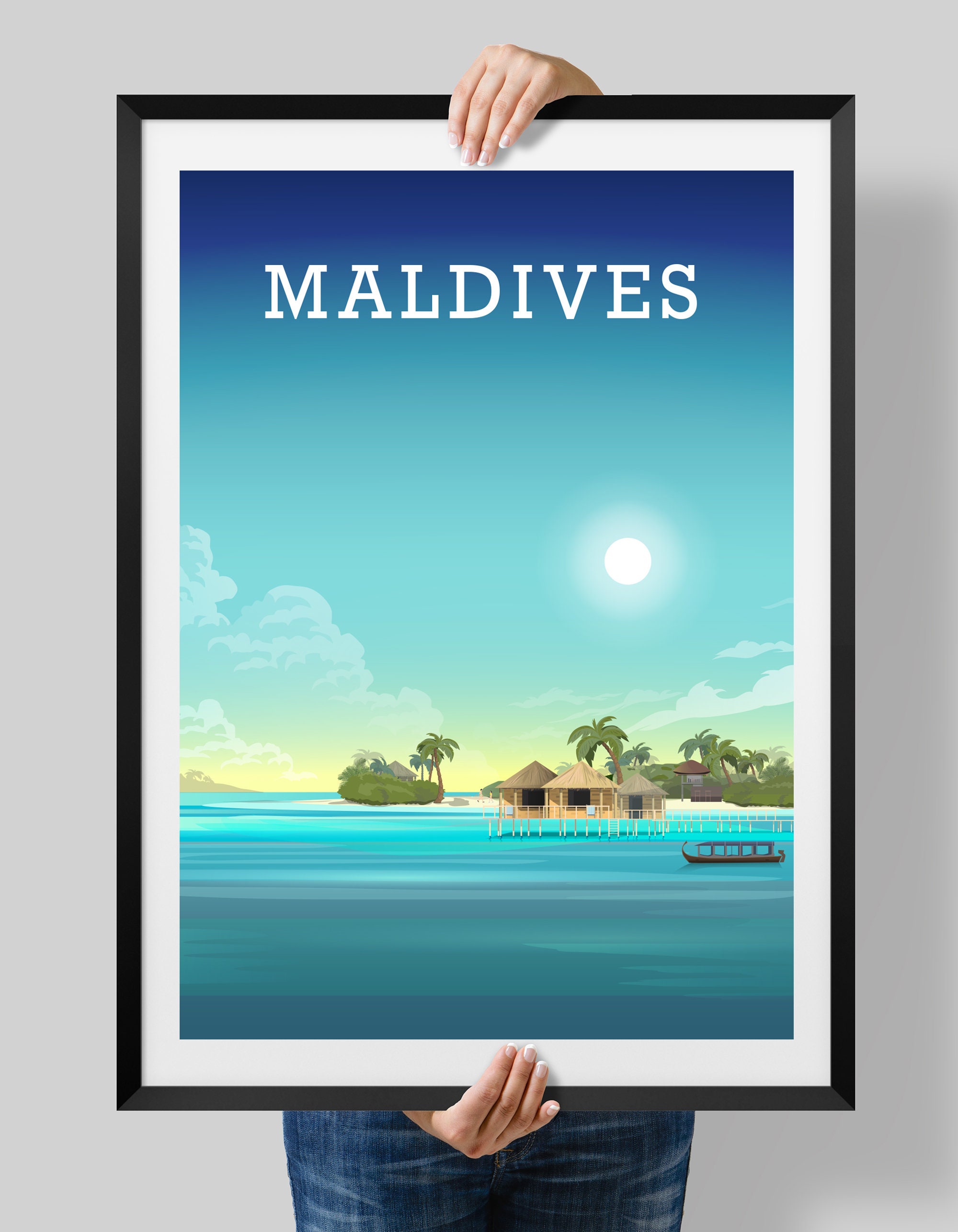 Maldives Poster Maldives Print Maldives Art Indian Ocean | Etsy