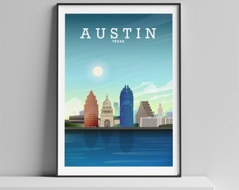 Austin Texas Print, Austin Texas Poster, Travel Wall Art, Wall Poster, Office Wall Art, Wall Art Poster, City Poster, Poster Print