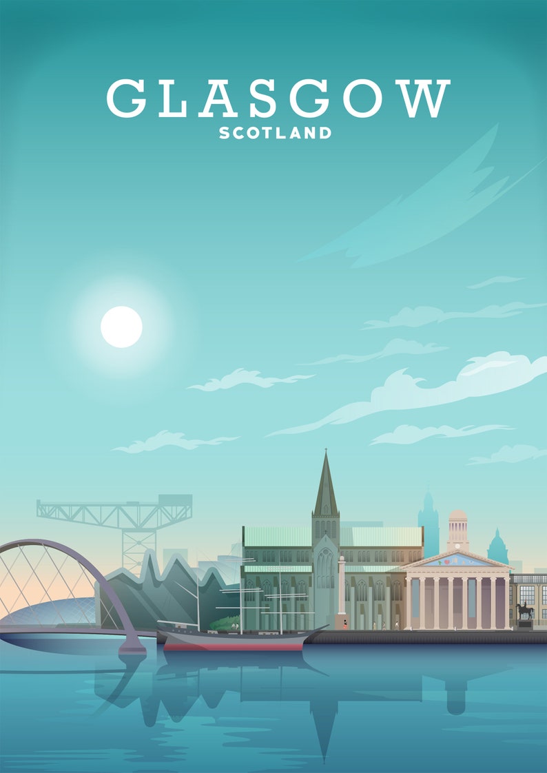 Glasgow Scotland Poster Glasgow Print from HillView Prints Etsy