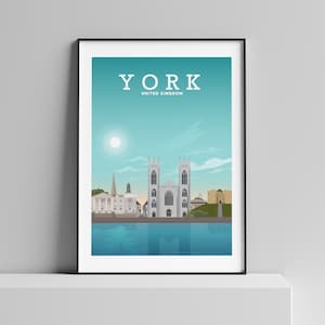 York Print | York Travel Poster | York England | York Decor | Yorkshire Poster | York England | a4/a3/a2 size by Hillview Prints