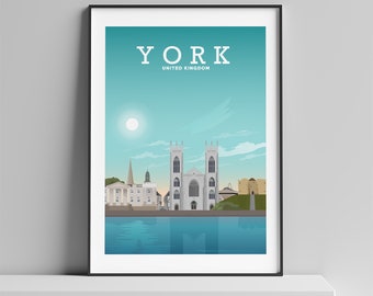 York Print | York Travel Poster | York England | York Decor | Yorkshire Poster | York England | a4/a3/a2 size by Hillview Prints