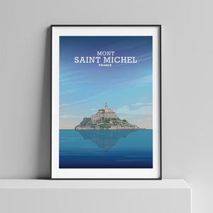 Impressão Mont St Michel, Normandia França, pôster da Bretanha, presentes franceses, arte da maré alta