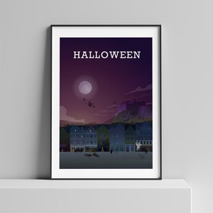 Gravure d’Édimbourg, Affiche effrayante d’Halloween, Art gothique