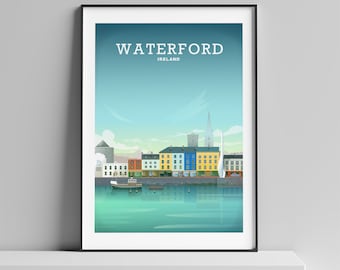 Waterford Print, Waterford Poster, Waterford Art, Irish Travel Print, Waterford City, County Waterford, Irish Travel Poster, Waterford Map