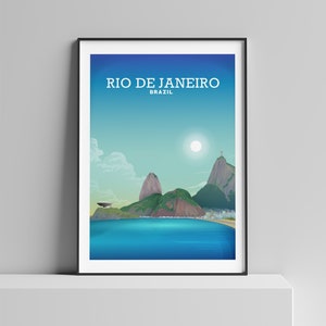 Rio De Janeiro Print,  Rio De Janeiro Poster, Rio De Janeiro, Brazil Art, Copacabana Beach, Brazil Drawing