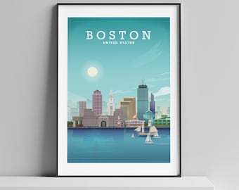 Boston Poster, Fenway Stadium, Boston Red Sox, Boston Harbour, USA Travel Poster, Boston Mass, Boston Celtics, USA Travel Poster, Boston Art