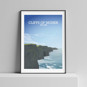 Cliffs of Moher Travel Print, Art Print Poster, Irish Gift, Poster, Art, Artwork, Home Decor, Souvenir, County Clare