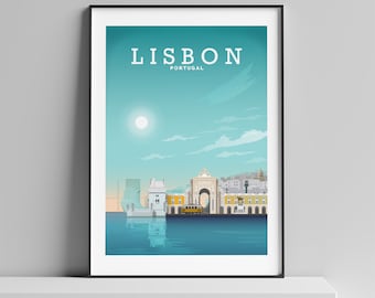 Lisbon Print, Lisbon Poster, Lisbon Portugal, Lisbon Art, Lisbon Wall Art, a4/a3/a2 size by Hillview Prints
