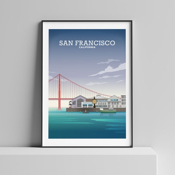 San Francisco Print, Fisherman's Wharf, Golden Gate Bridge, San Francisco Poster, California Wall Art, Sausalito Print, SF California