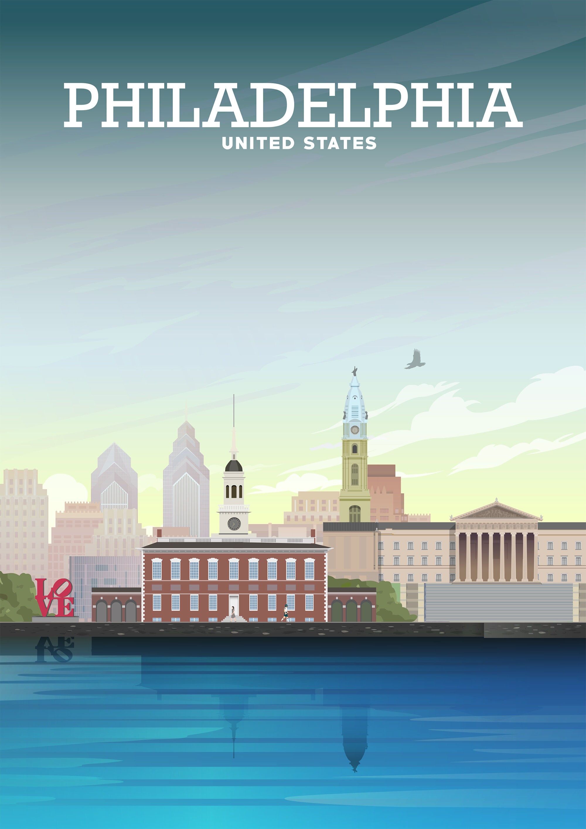 Philadelphia Print USA Travel Poster Broad Street PA Etsy
